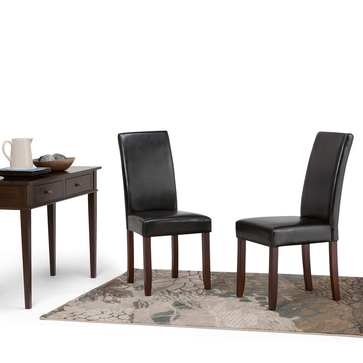 Black Vegan Leather Dining Chairs Set of 2 Q999703