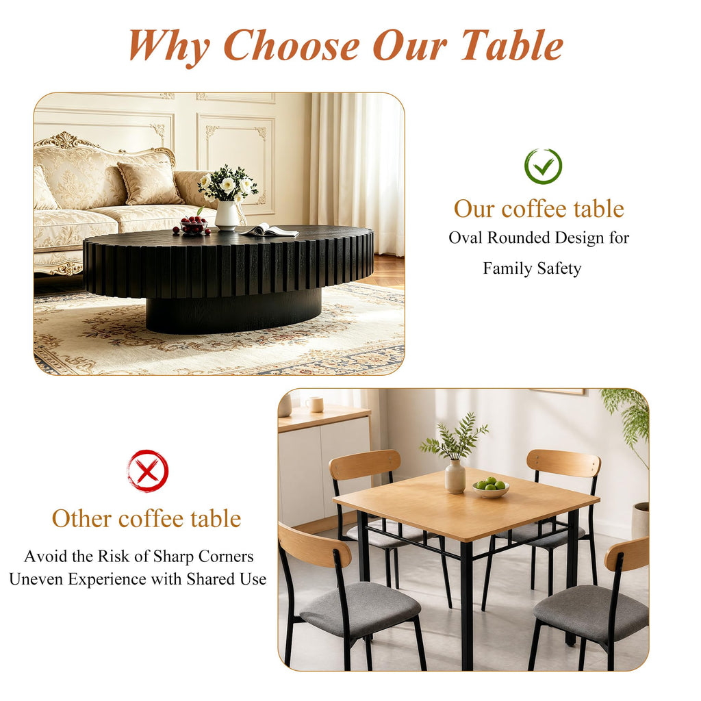 Oval Drum Coffee Table with Pedestal V26936