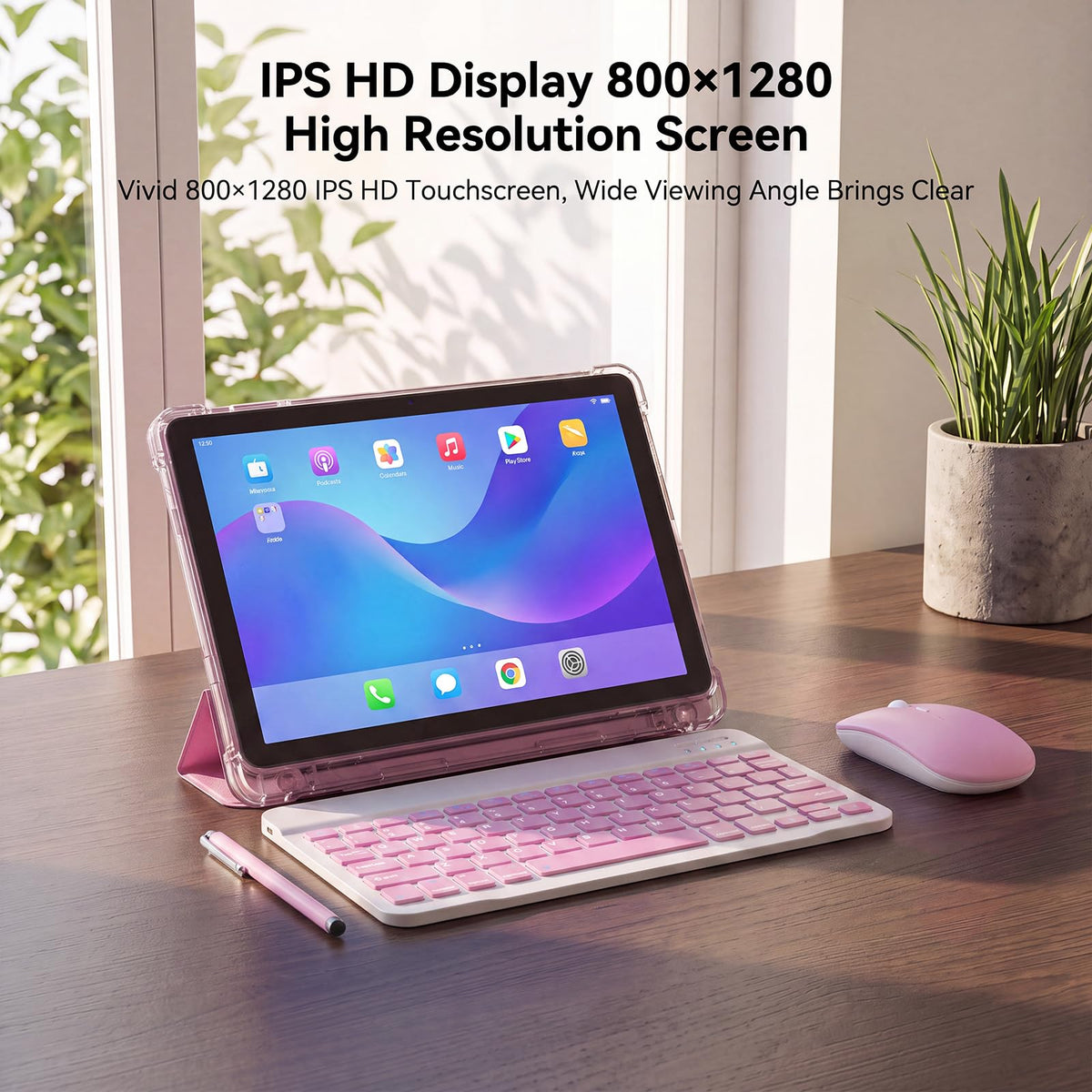 10 Inch 2 in 1 Tablet with Keyboard Kit & Case Pink C42480