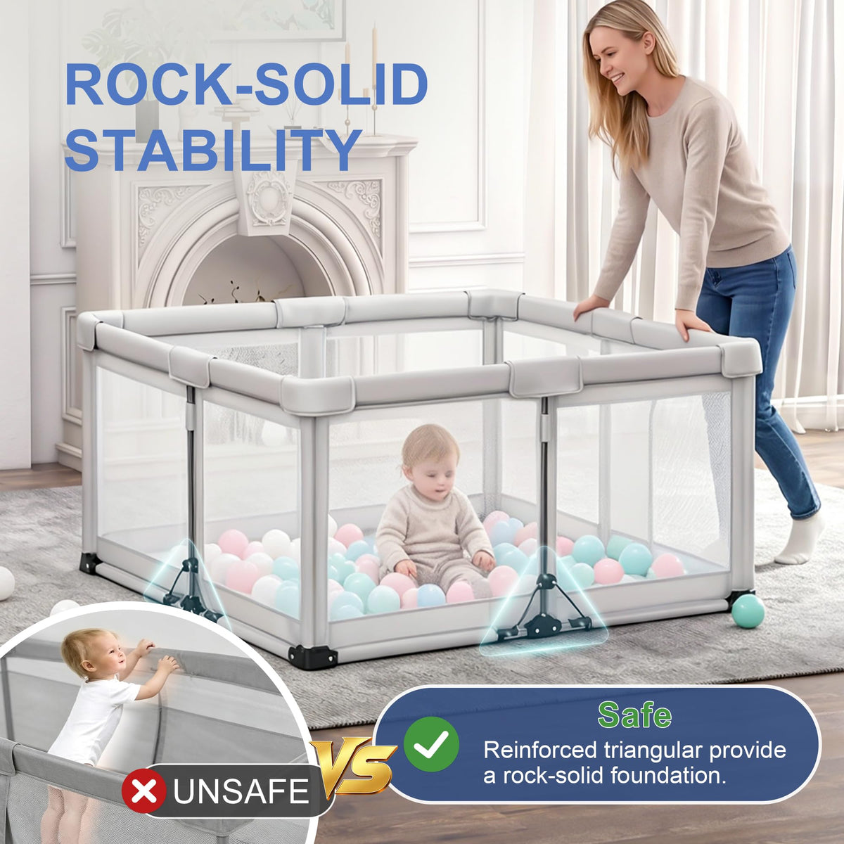 Foldable Baby Playpen W9186
