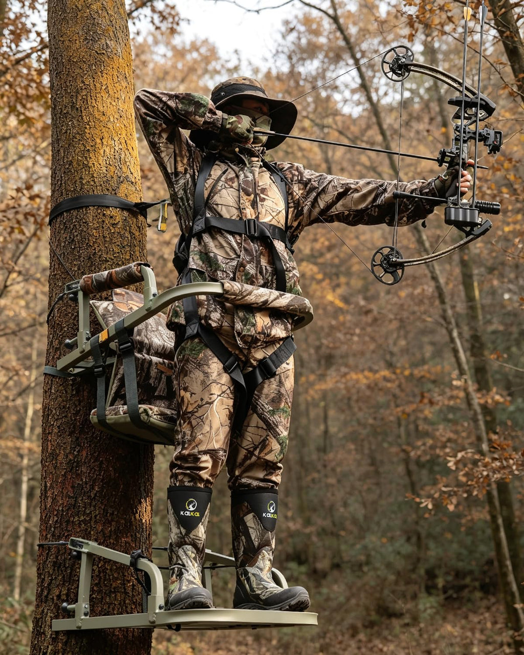 Climbing Tree Stand with Harness and Camo Seat Cushion E9518