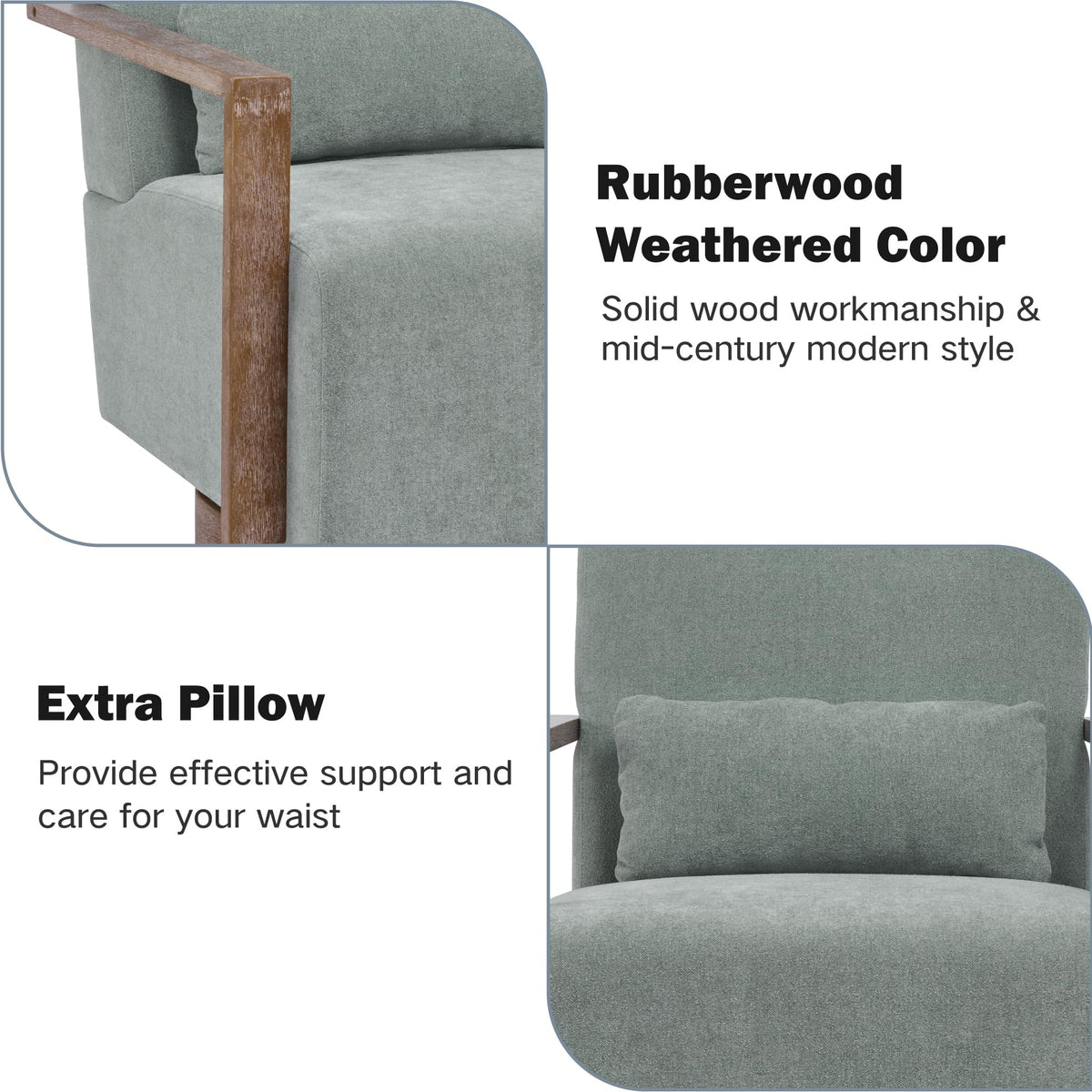 Green Swivel Accent Arm Chair Set of 2 with Solid Wood Base S8007