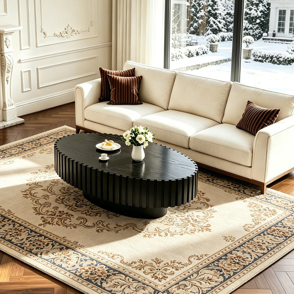 Oval Drum Coffee Table with Pedestal V26936