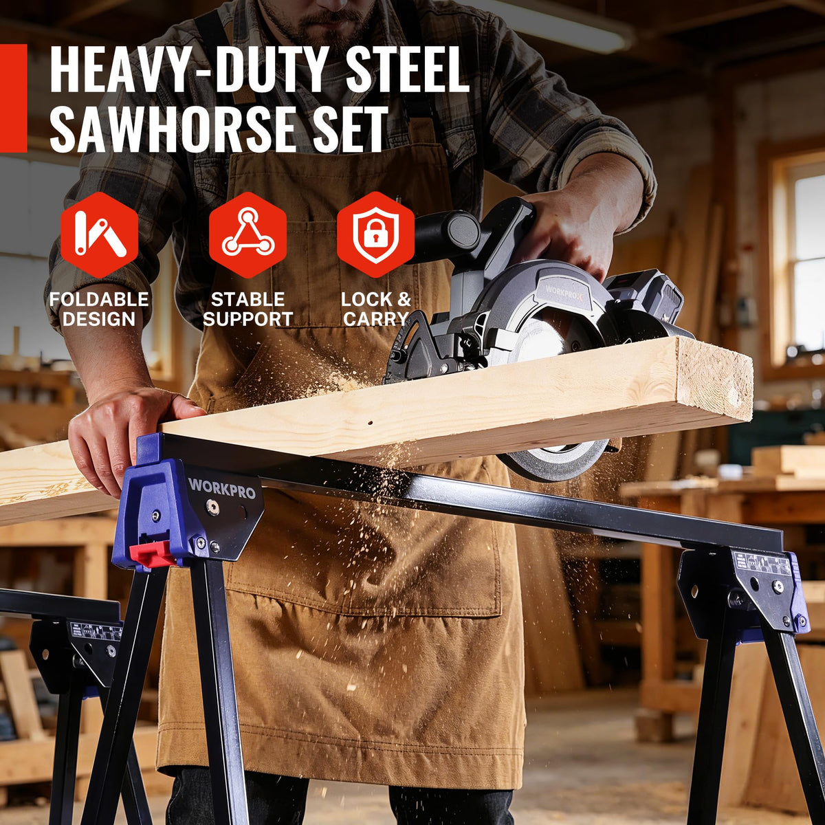 Heavy Duty Metal Folding Saw Horses 2 Pack Z273