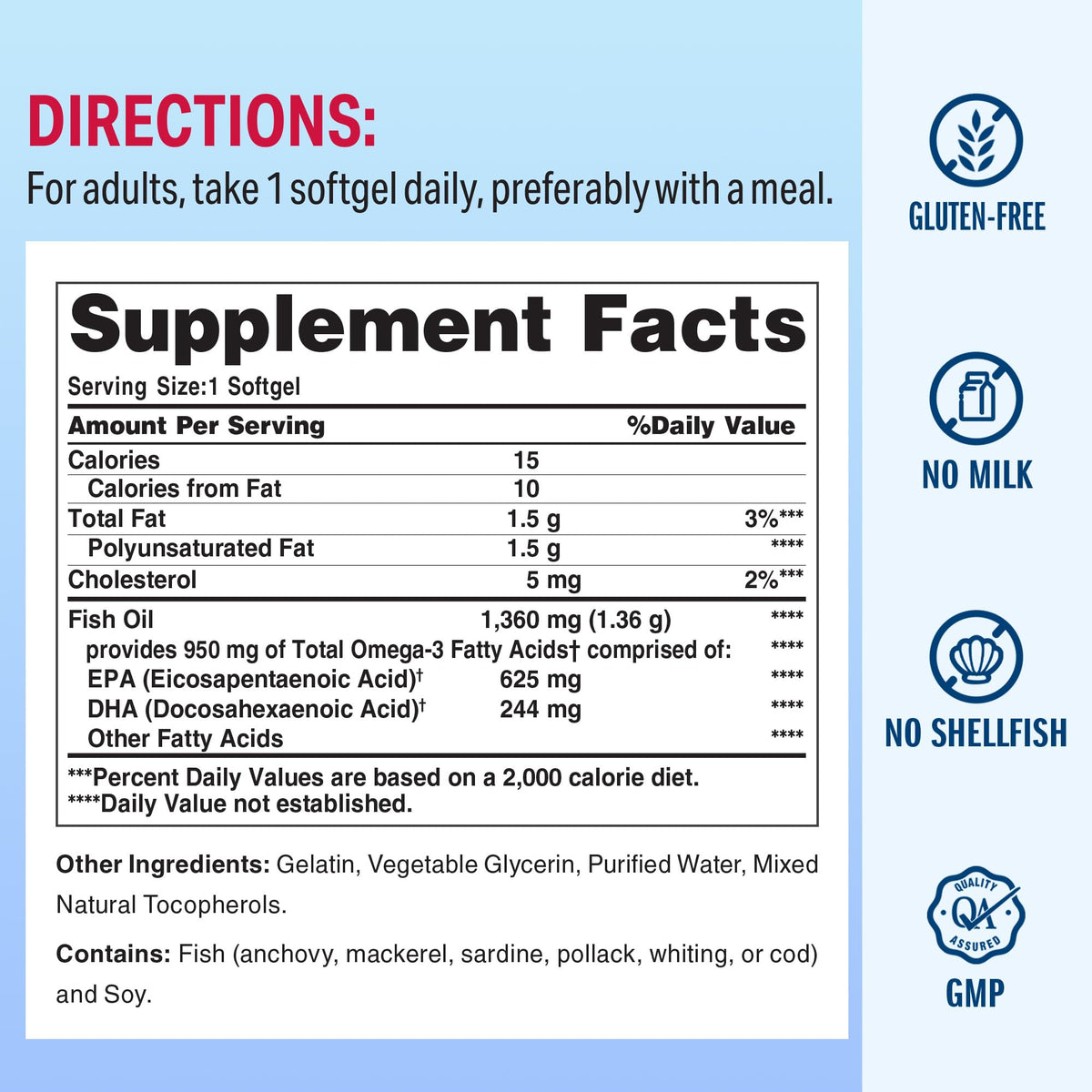Triple Strength Omega 3 Fish Oil 1360 mg 60 Softgels P362749