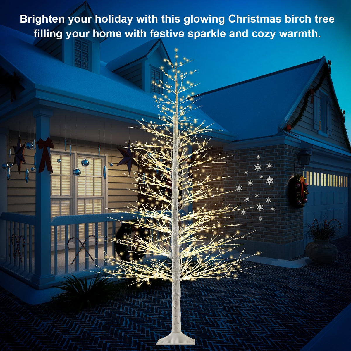 7FT Lighted Birch Tree with 1500 Warm LED Lights F6391