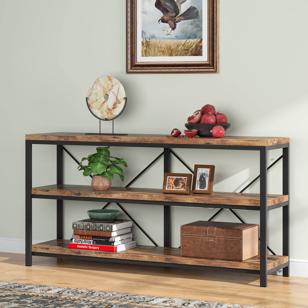 55 Inches 3 Tiers Console Table with Storage Shelves S567