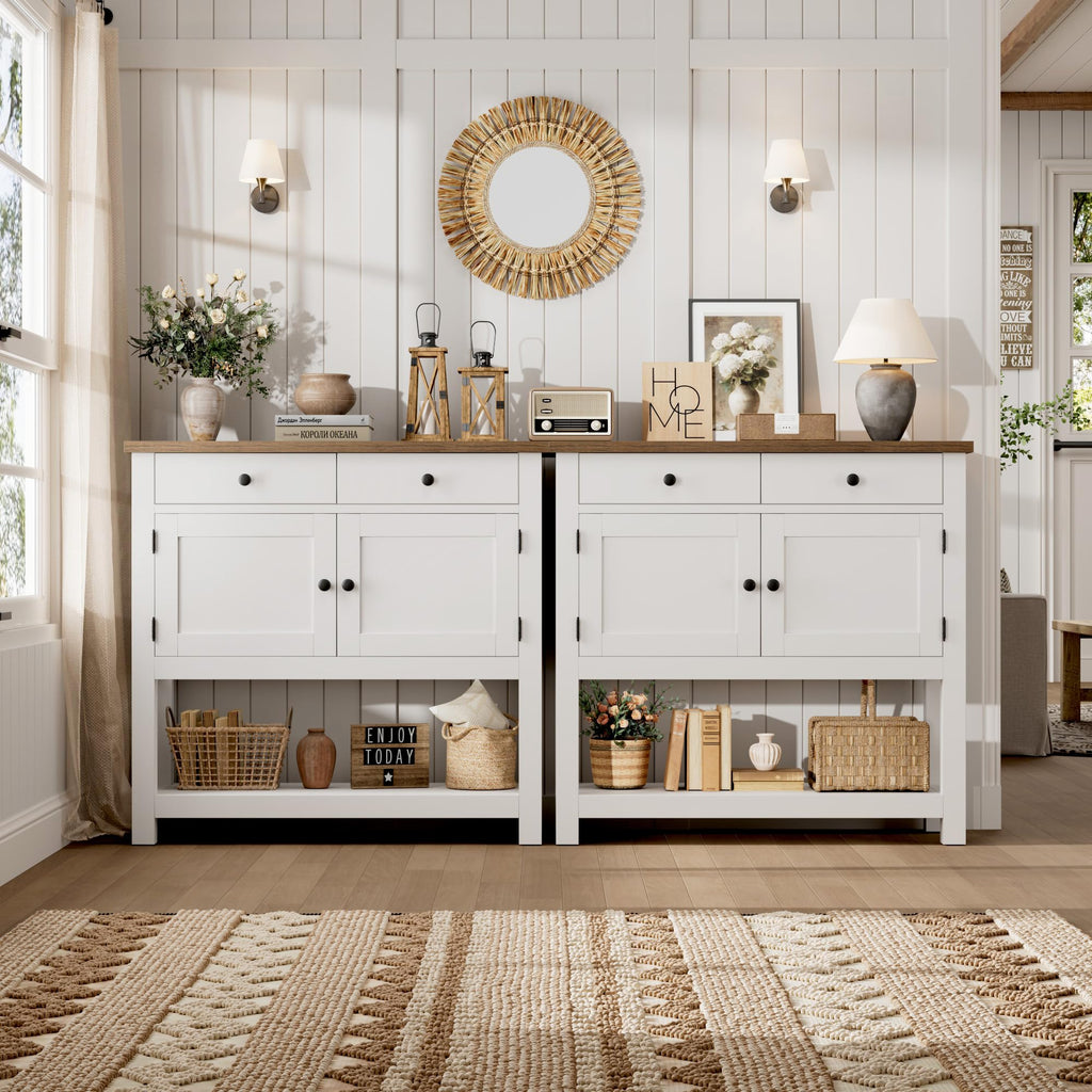 White Console Table with Storage X3028