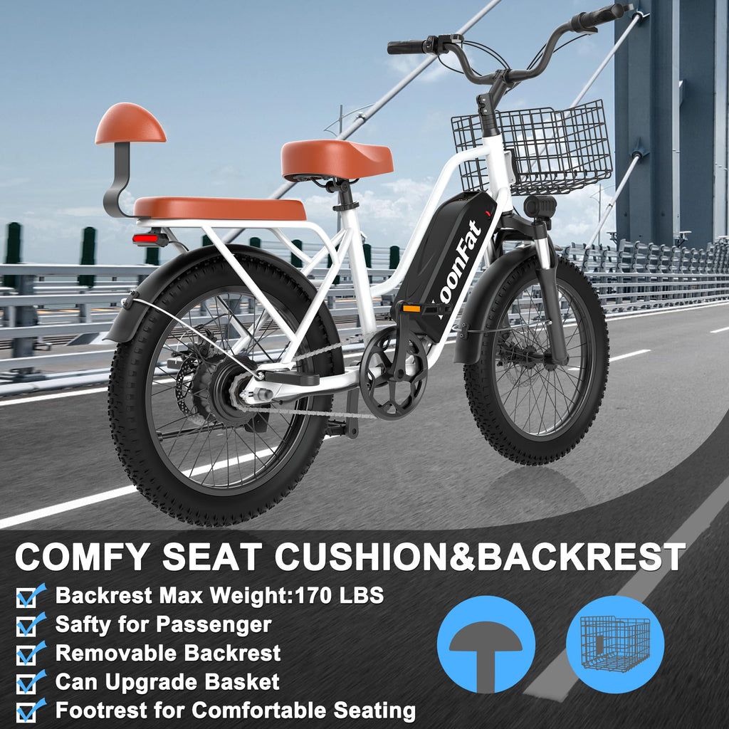1000W 48V 13Ah Electric Bicycle with Rear Seat and Front Basket W176242