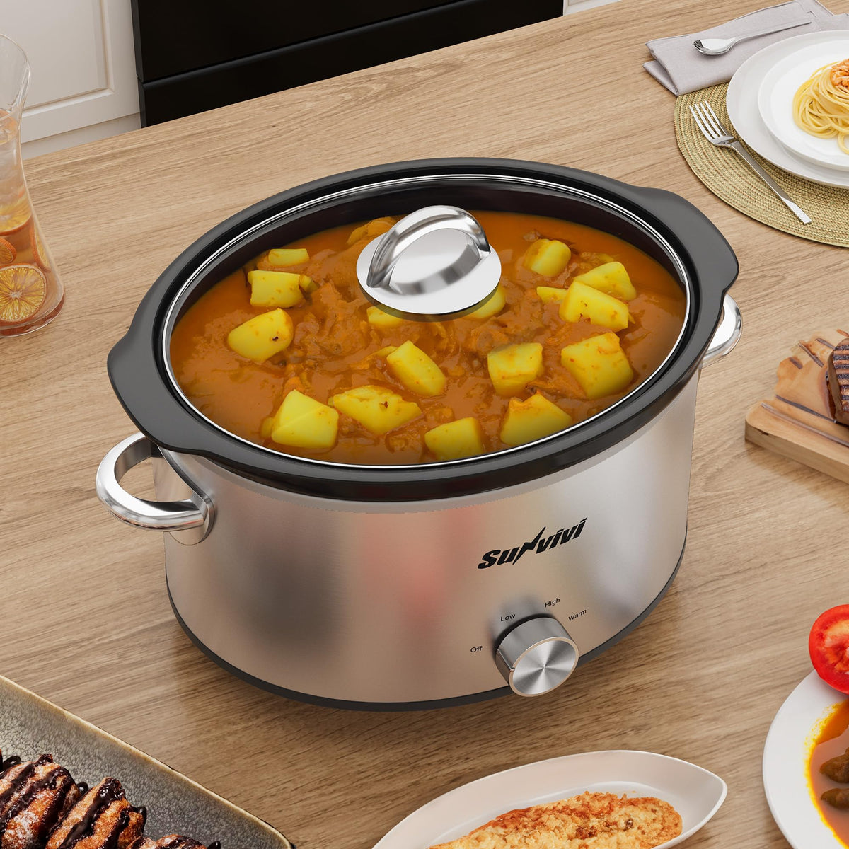 Small 4QT Slow Cooker with Ceramic Pot L40866