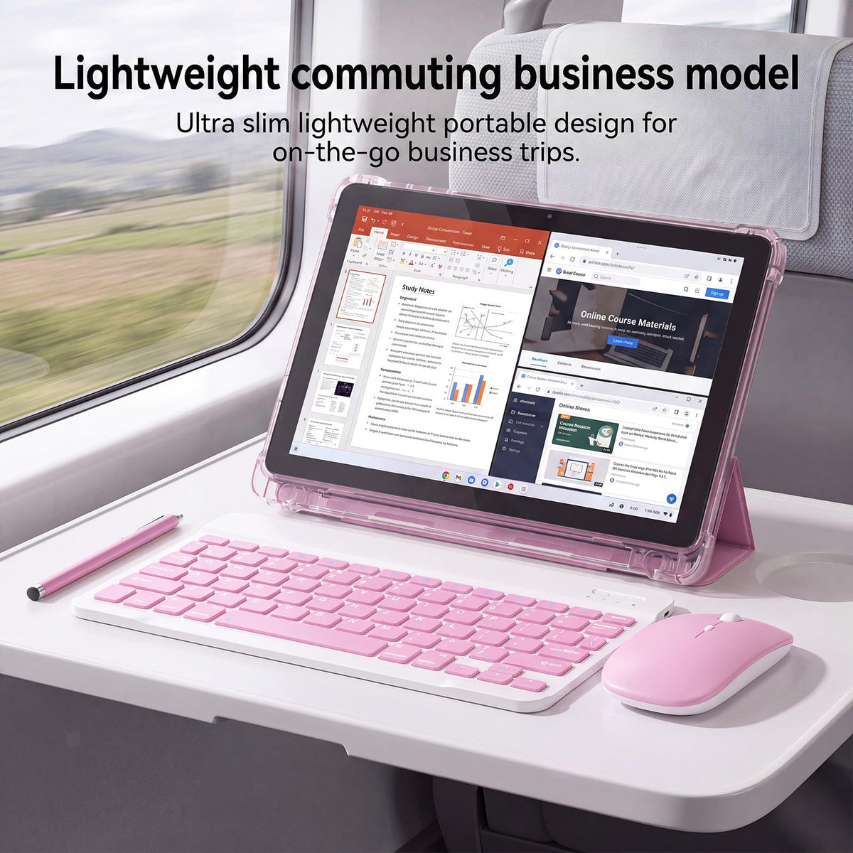 10 Inch 2 in 1 Tablet with Keyboard Kit & Case Pink C42480