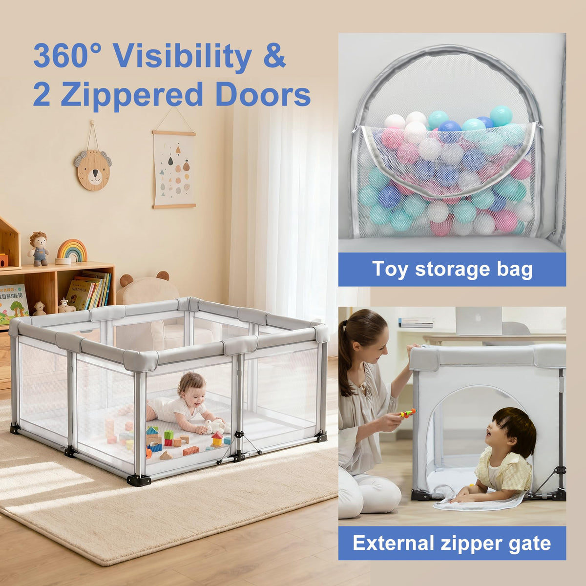 Foldable Baby Playpen W9186