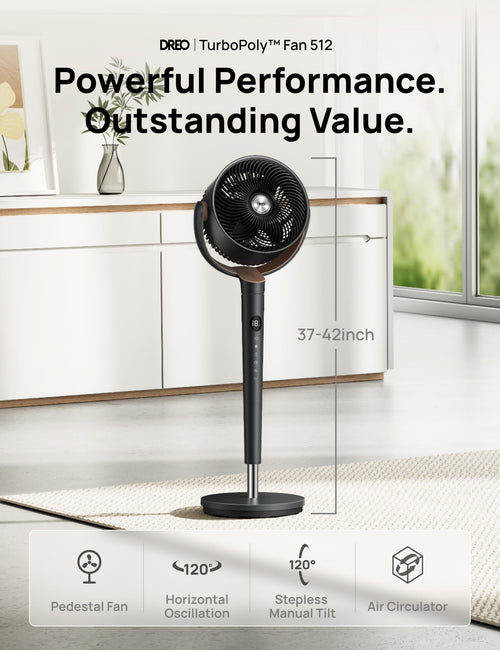 120° Oscillating Standing Fan, Quiet Floor Fan with DC Motor, 9 Speeds, 4 modes, 37-42" Adjustable Height, 9H Timer, Dark Gray Z16178