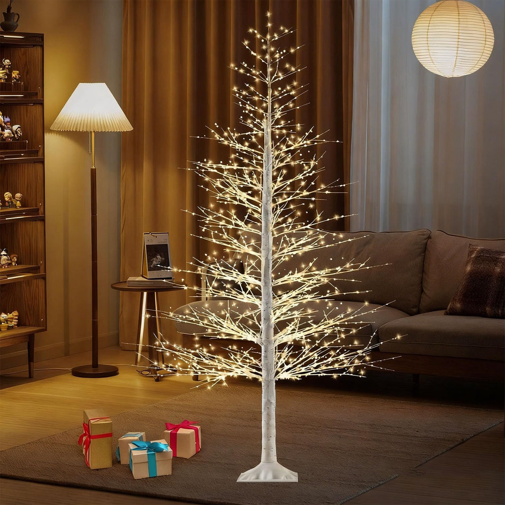 7FT Lighted Birch Tree with 1500 Warm LED Lights F6391