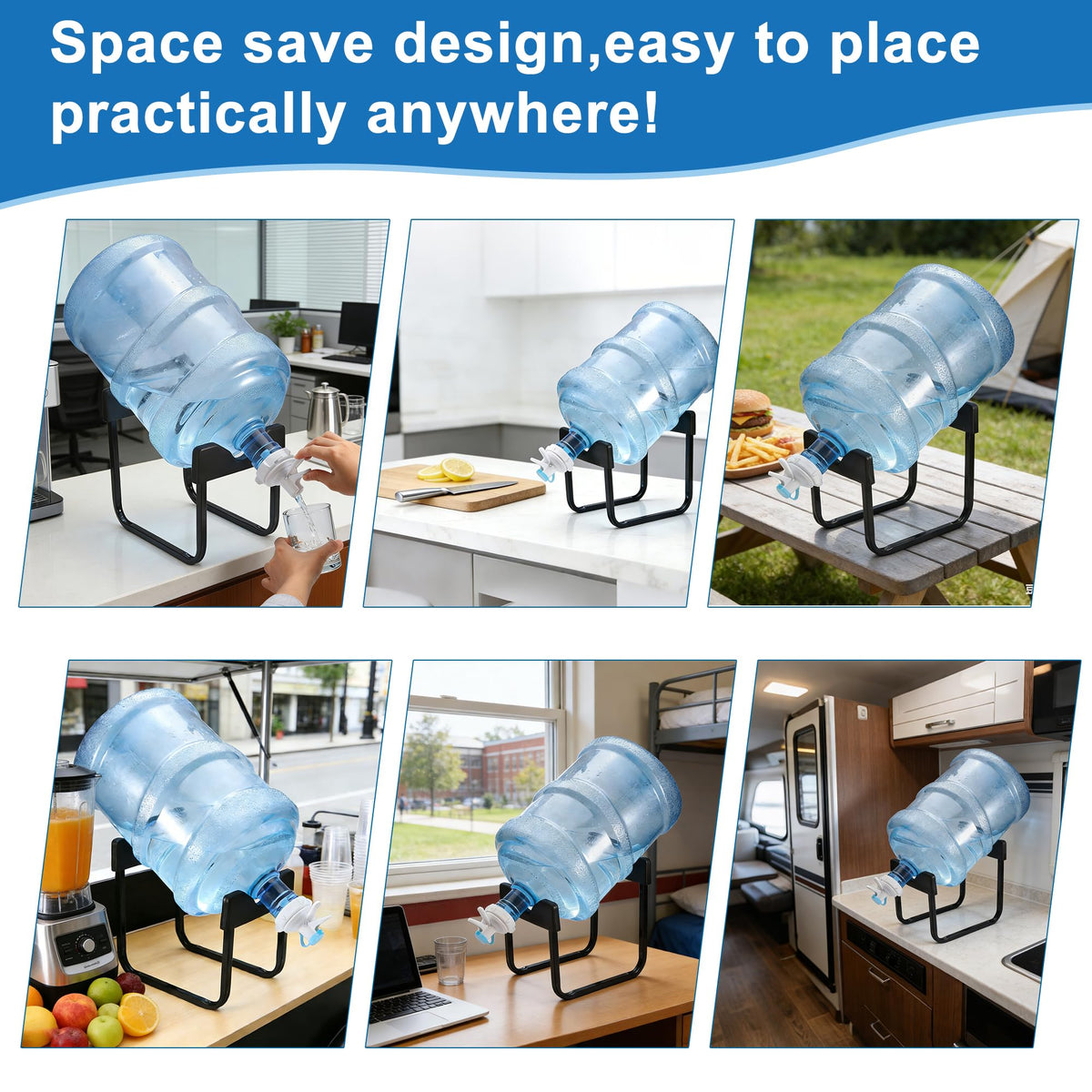 Stainless Steel 3-5 Gallon Water Jug Stand with 2 Dispenser Valves H6213