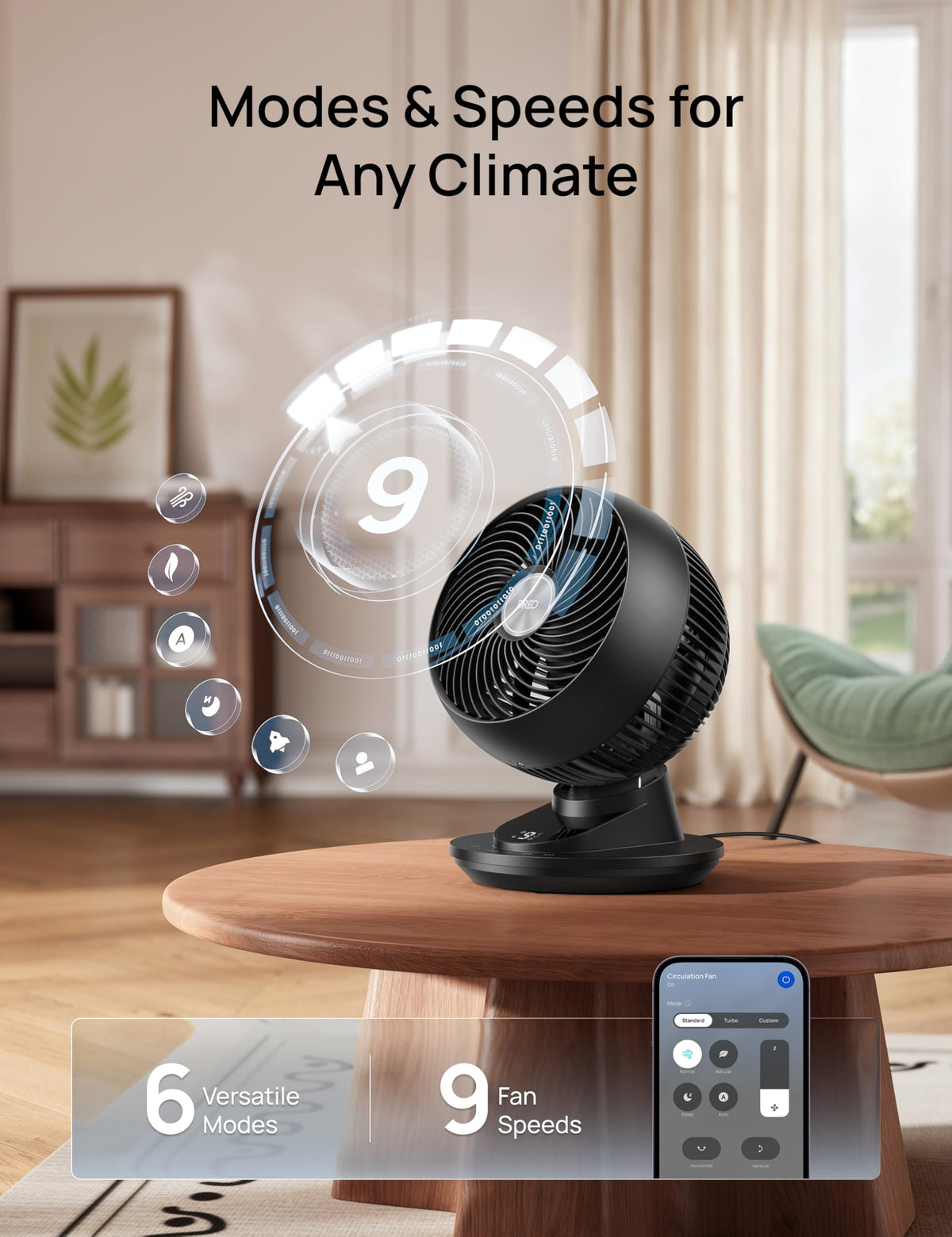 12 Inches 90° Oscillating Smart Desk Fan Q449