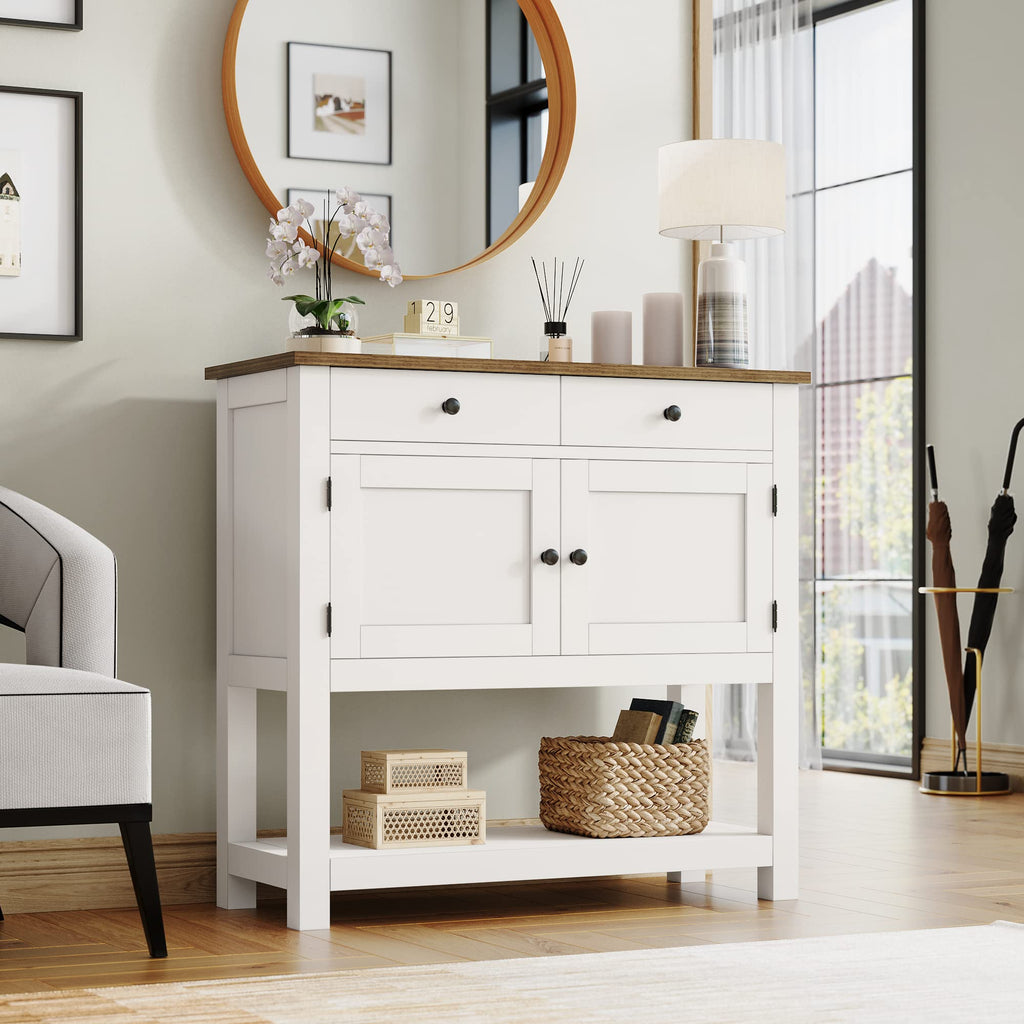 White Console Table with Storage X3028