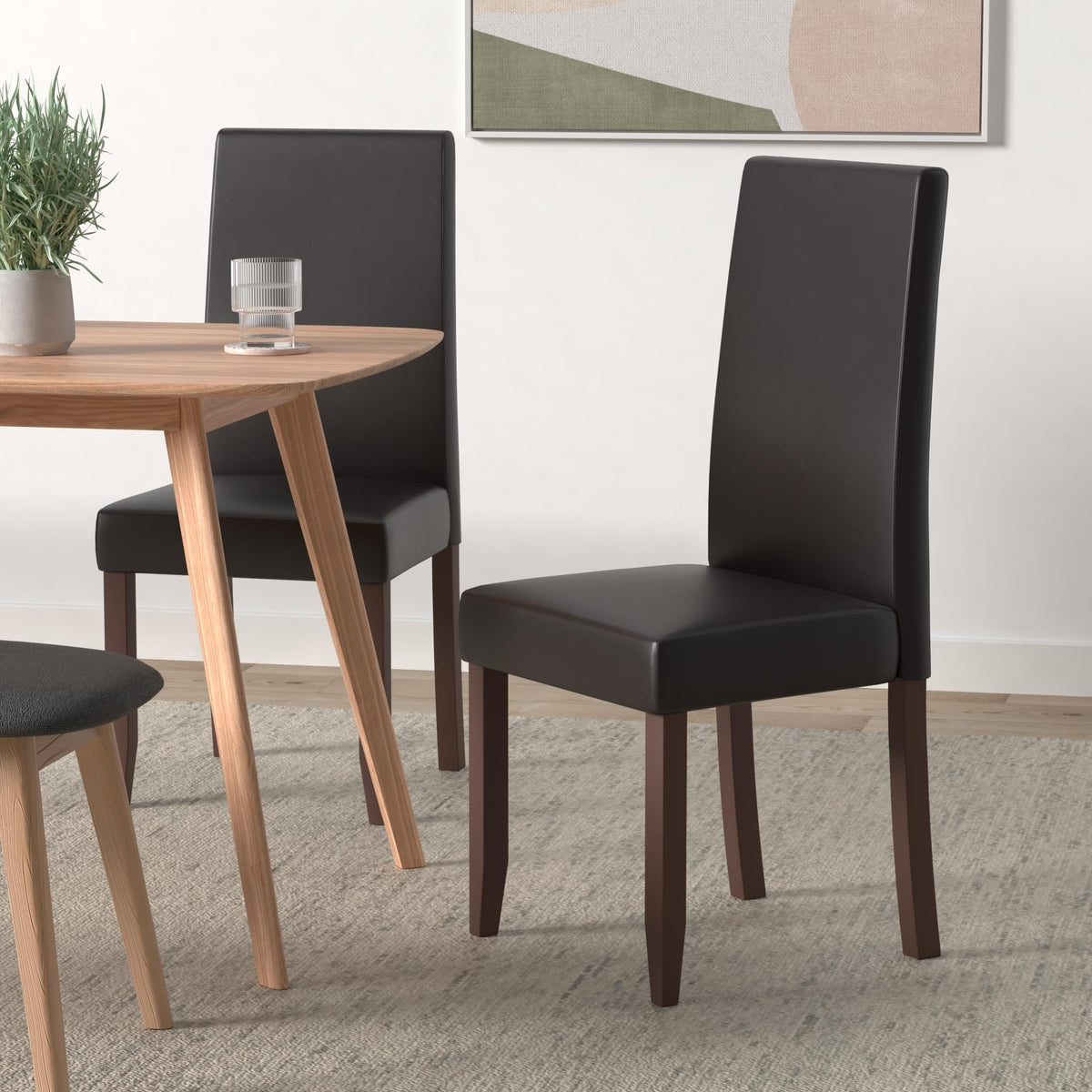 Black Vegan Leather Dining Chairs Set of 2 Q999703