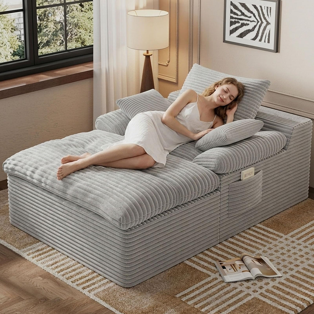 67" Oversized Corduroy Chaise Lounge I31157
