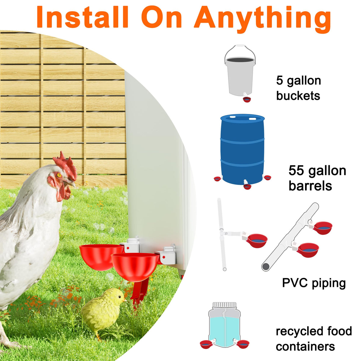 Automatic Chicken Waterer Cups 6 Pack H67192