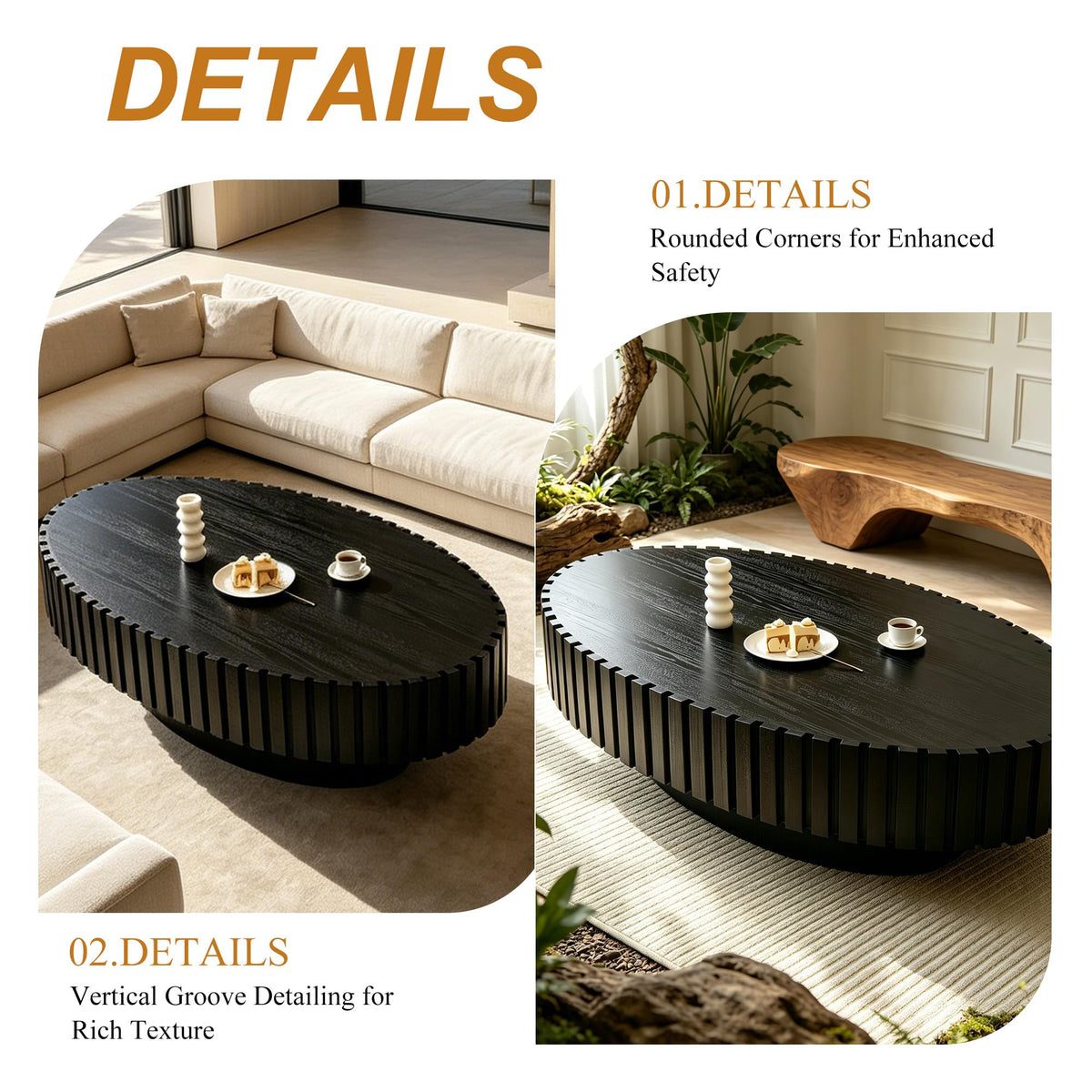 Oval Drum Coffee Table with Pedestal V26936