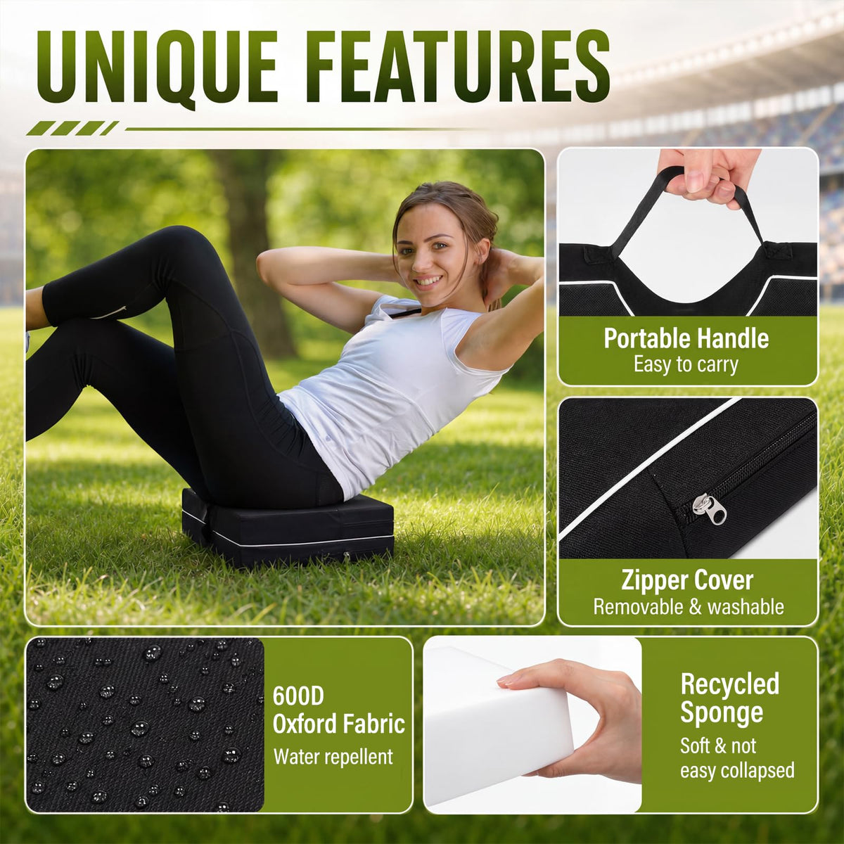 3 Pcs Portable Bleacher Chair Cushions with Handle G6739