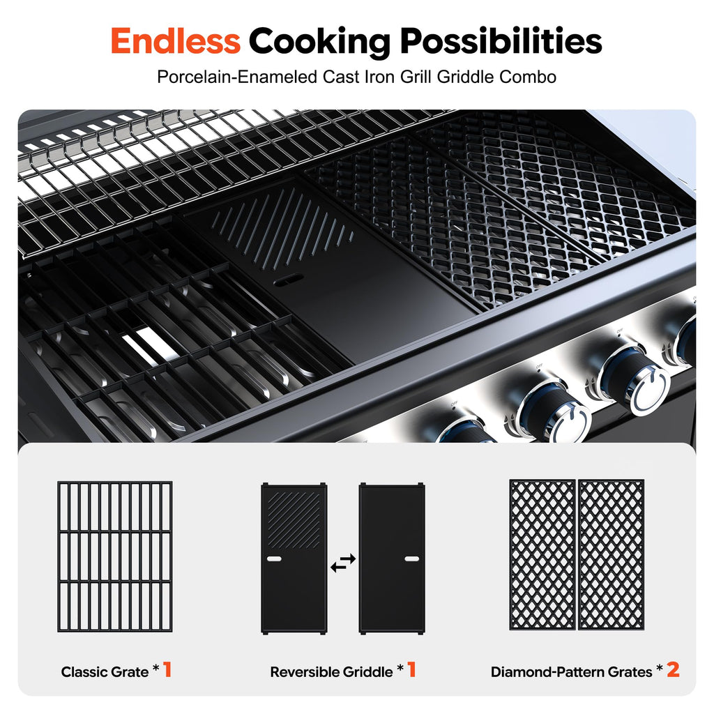 6-Burner Propane Gas Grill with Infrared Sear Side Burner J273