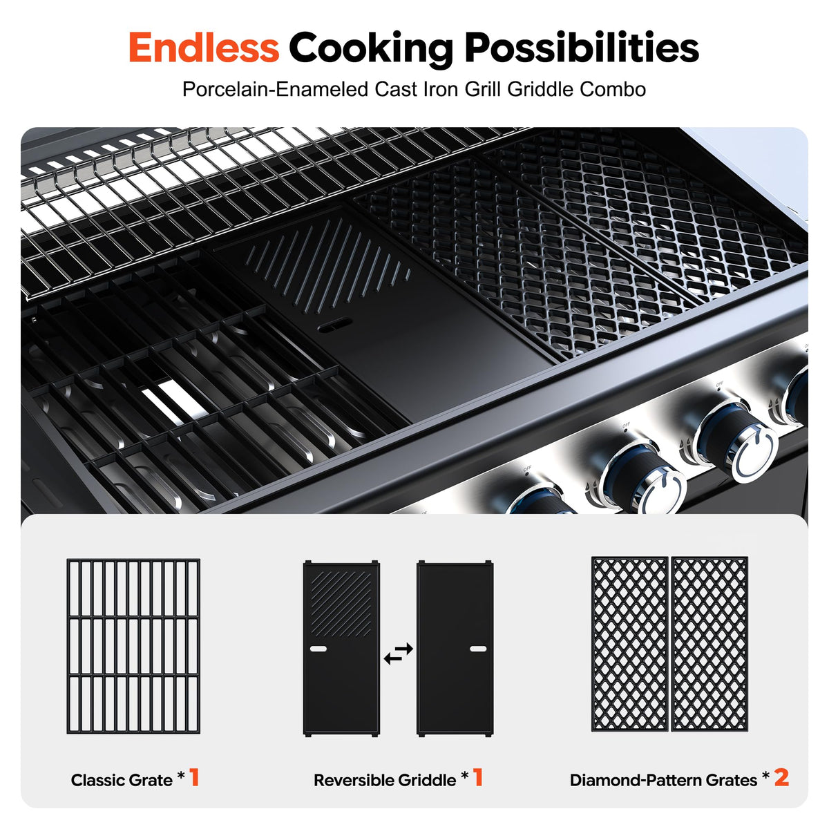 6-Burner Propane Gas Grill with Infrared Sear Side Burner J273
