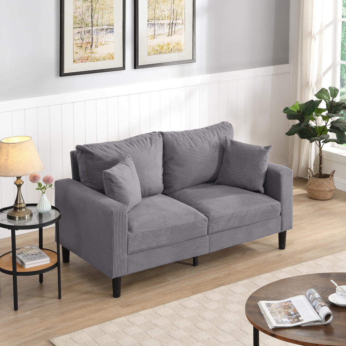 Light Gray Convertible Sleeper Loveseat Sofa A438