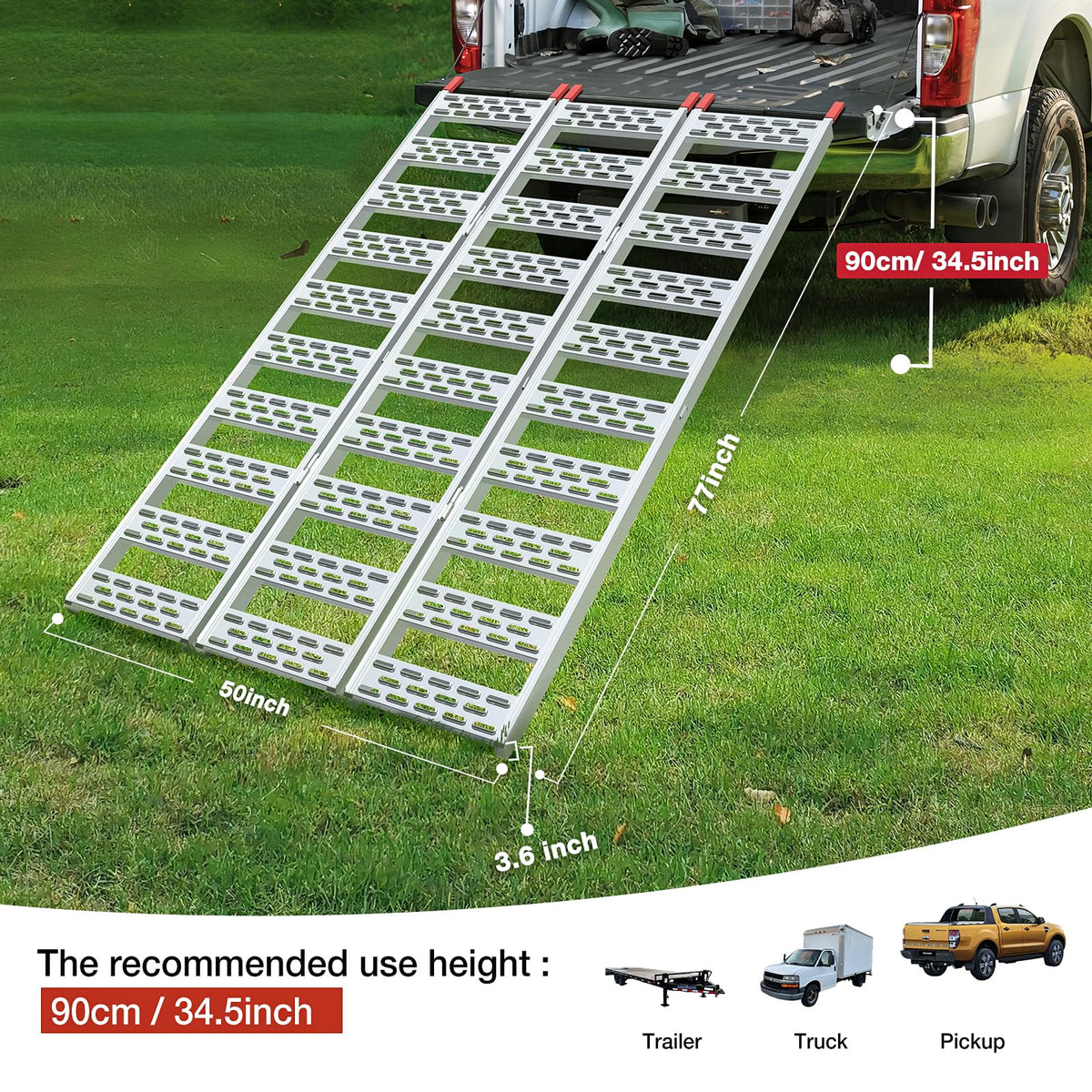 Aluminum Tri-Folding Truck Ramps 1600Lbs Max K246