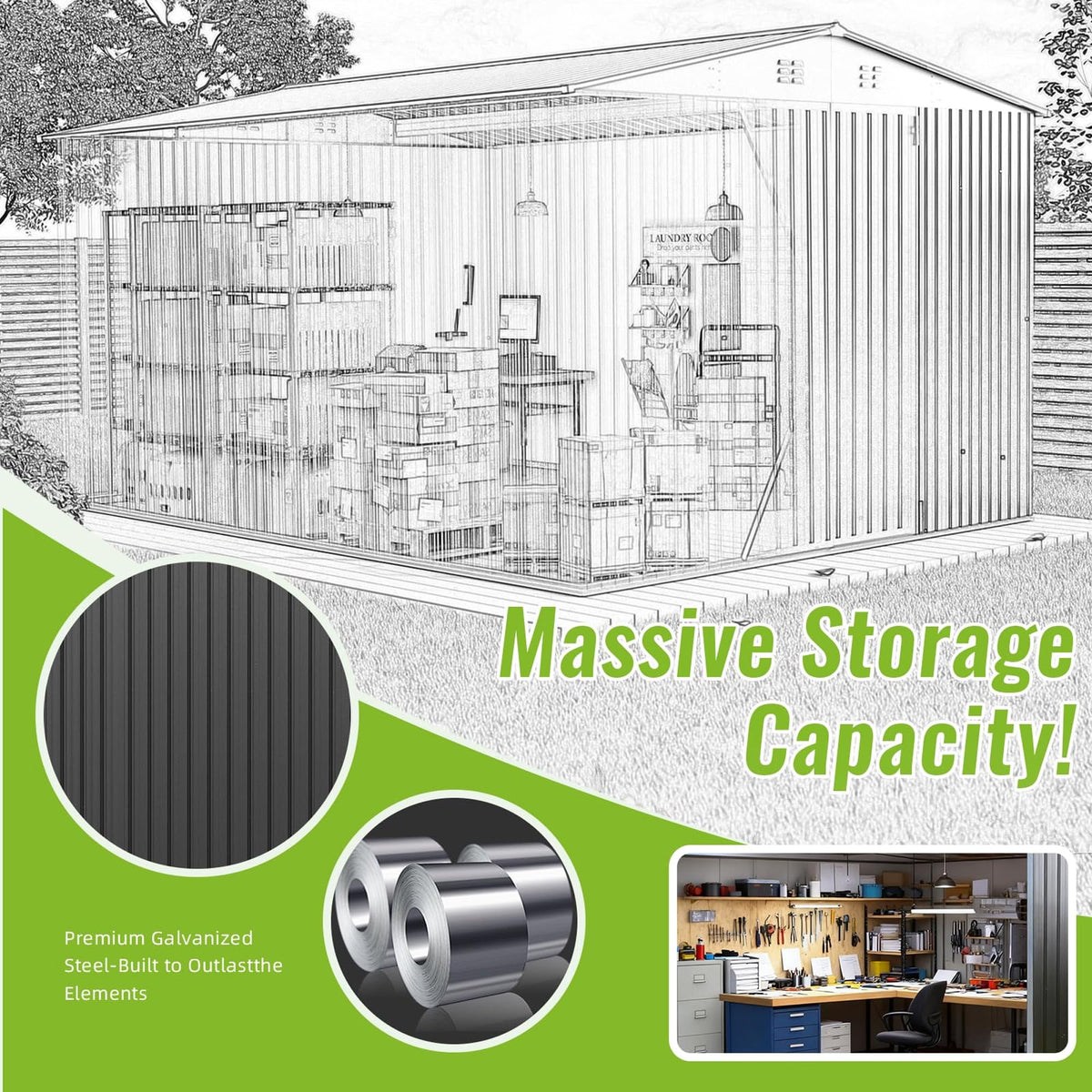 10x14 FT Metal Storage Shed G99708