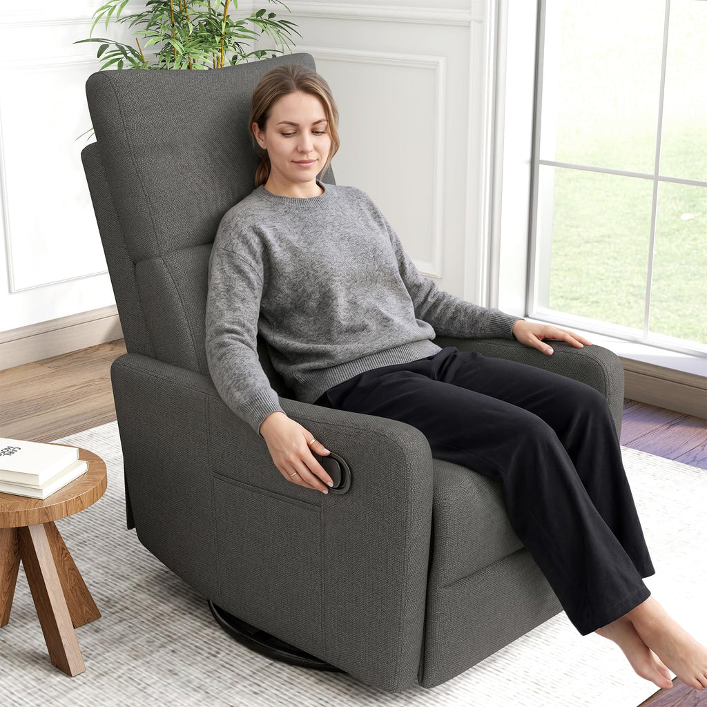 Dark Gray Swivel Rocker Recliner Chair D9081