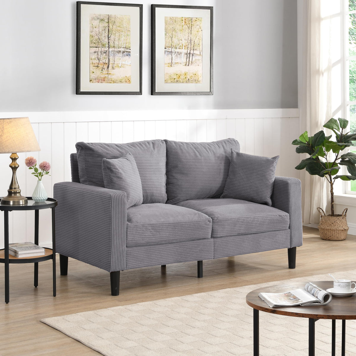Light Gray Convertible Sleeper Loveseat Sofa A438
