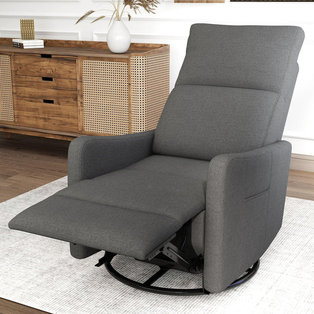 Dark Gray Swivel Rocker Recliner Chair D9081