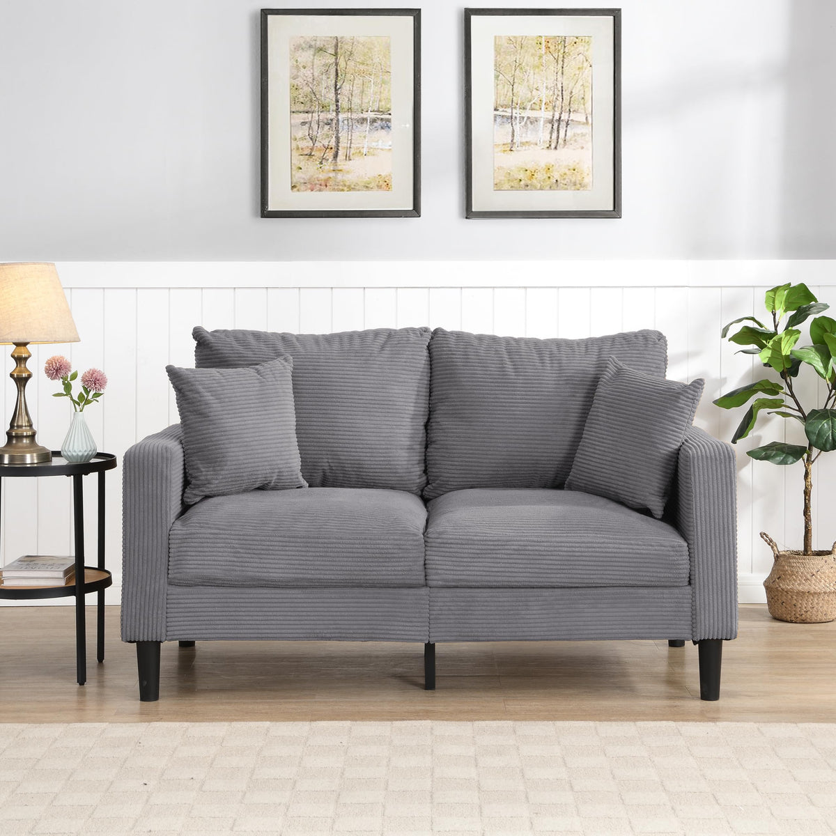 Light Gray Convertible Sleeper Loveseat Sofa A438