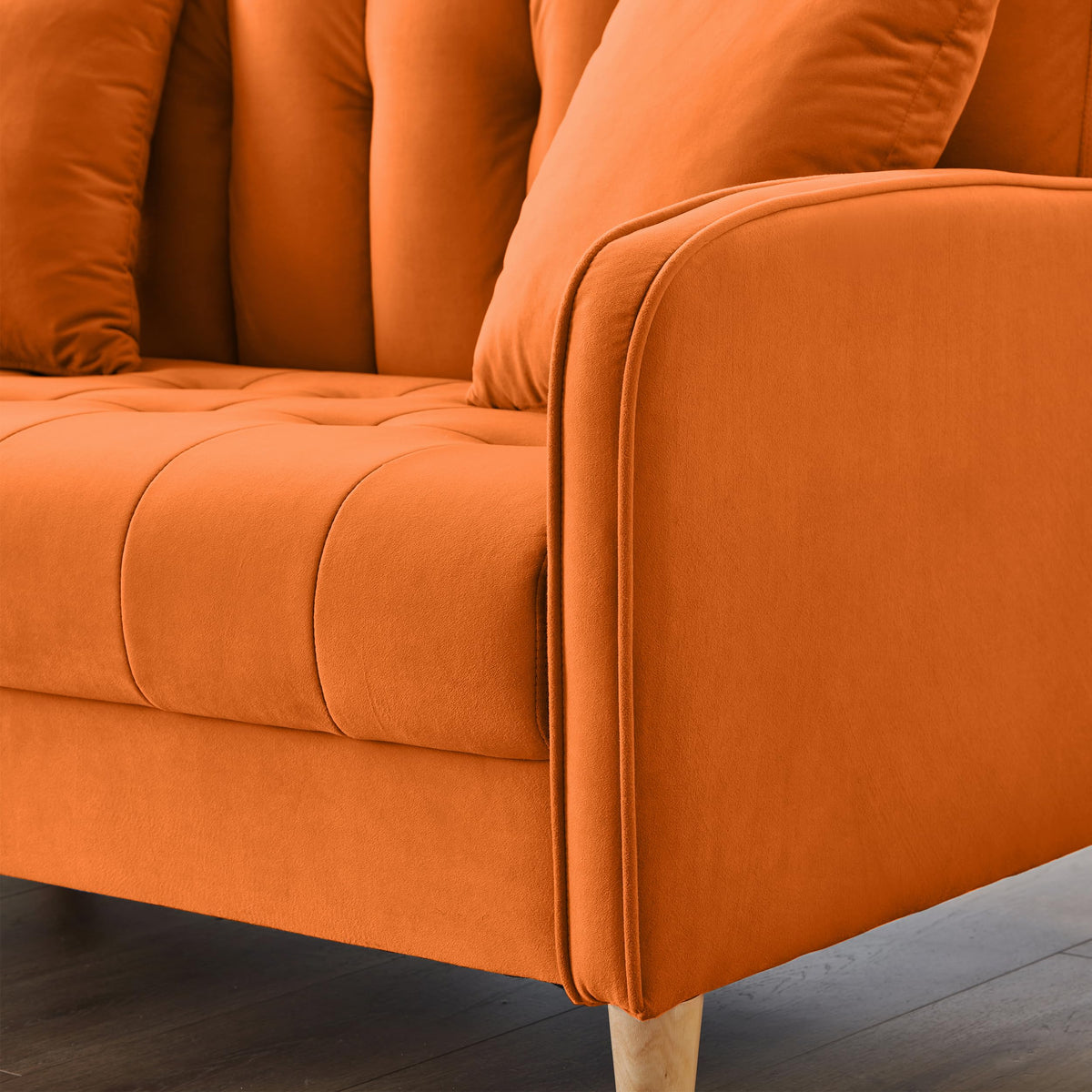 Orange Velvet Tufted Loveseat Sofa F631540